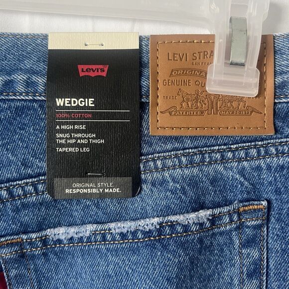 Levi’s Premium Sz 31 High Rise Jeans Straight Wedgie Distressed Denim Button Fly - Picture 8 of 11